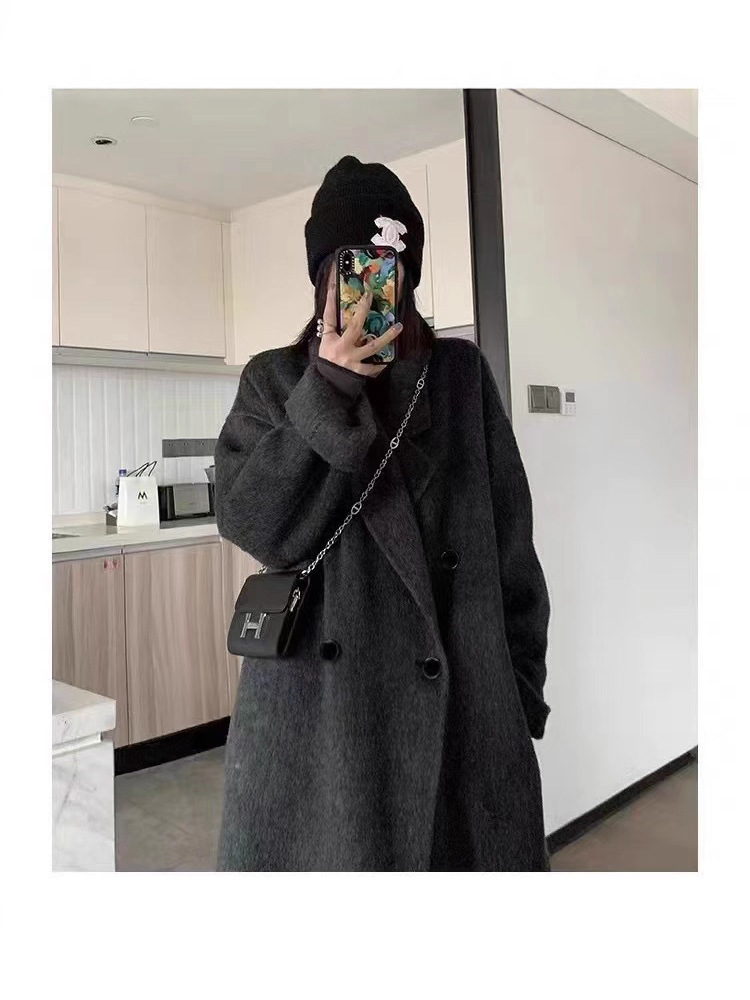 2025秋冬高级感双面羊绒大衣女韩系宽松慵懒风气质显瘦羊毛呢外套